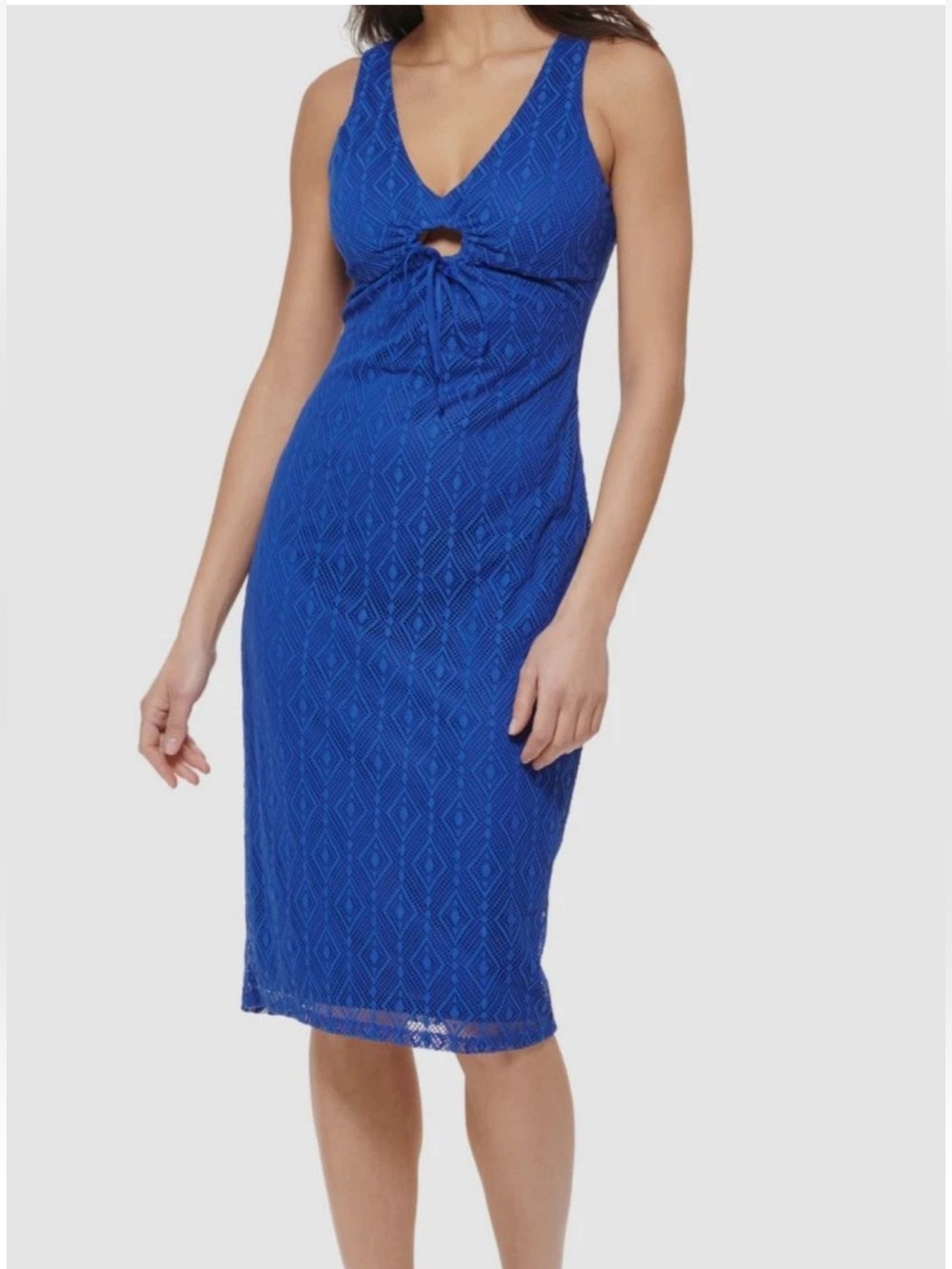 Guess Blue Geometric V Neck Sheath Dress Size 8